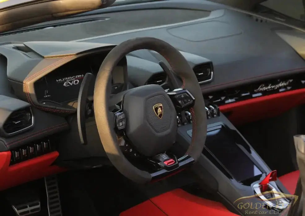 Dubai Airport Transfer - With Lamborghini Huracan Evo Spyder 2023 - Golden Key Rent Car LLC