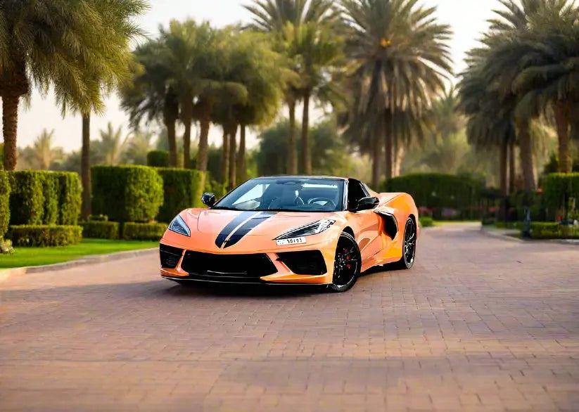 Rent Corvette Orange 2025 Golden Key Rent Car LLC